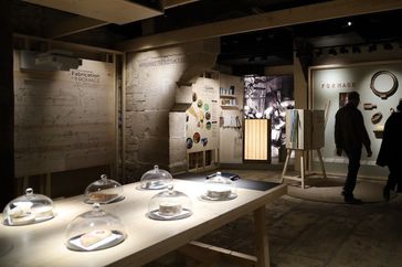 Interior displays at the Musée du Fromage in Paris.