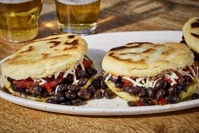 Arepas With Black Beans And Cheese.