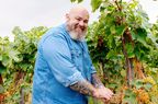 Chef Evan Funke in the vineyards of I Vigneri di Salvo Foti, near Mount Etna