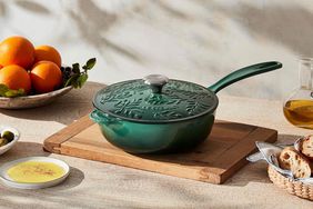  Le Creuset Olive Branch Collection Cast Iron Traditional Round Saucier