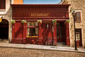 The exterior of a restaurant in the Old Montreal district 