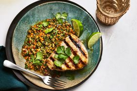 Grilled Swordfish with Carrot-and-Walnut Salsa