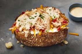 loaded baked potato with smoked chicken