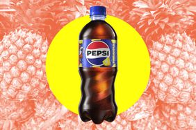 Pepsi Pineapple in a photo composite with whole pineapples. 