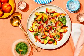 Stone Fruit Salad with Collard Peanut Pesto